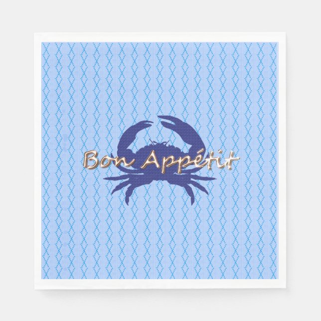 Servilleta De Papel Bon-Appetite—BLUE_Crab-diamante—Celebra (Anverso)
