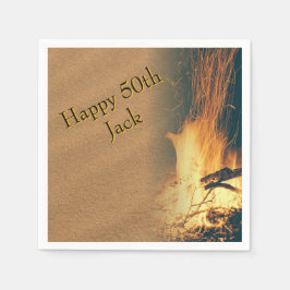 Servilleta De Papel Bonfire Birthday Party Napkins With Text