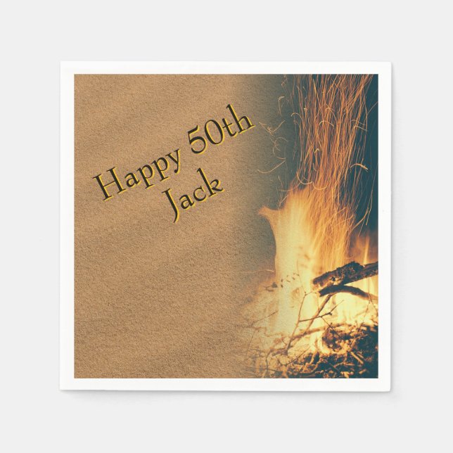 Servilleta De Papel Bonfire Birthday Party Napkins With Text (Anverso)