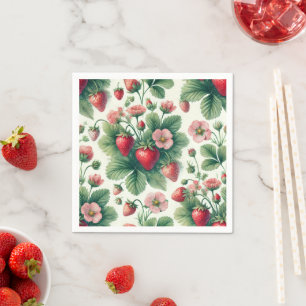 Servilleta De Papel Bonito acuarela fresas de verano