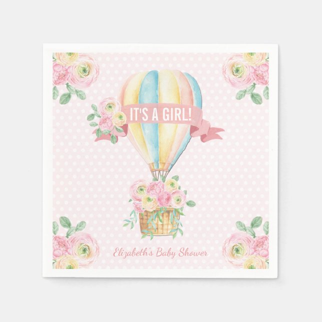 Servilleta De Papel Bonito Adventure Hot Air Balloon Baby Shower (Anverso)