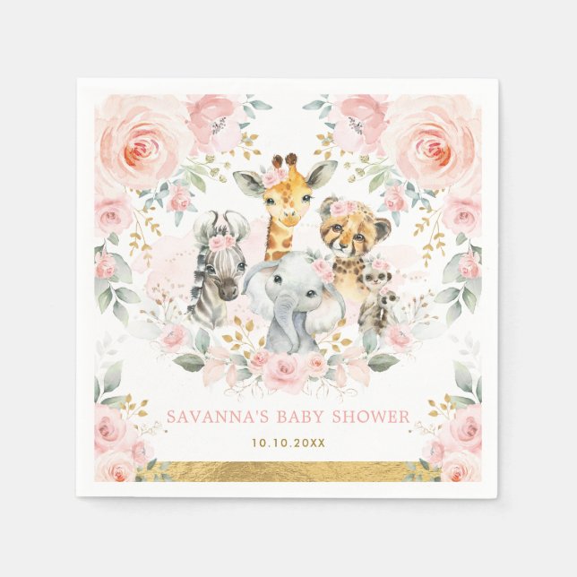 Servilleta De Papel Bonito Animales salvajes Jungle Safari Baby Shower (Anverso)