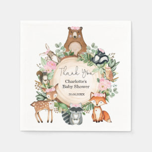 Servilleta De Papel Bonito Animales Woodland Bebé Chica Ducha Cumplea