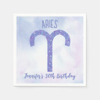 Bonito Aries Rótulo Astrología Púrpura Fiesta de C