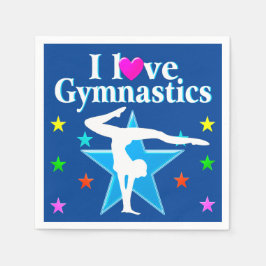 SERVILLETA DE PAPEL BONITO AZUL I LOVE GIMNASTICS FIESTA NAPKINS