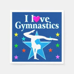 SERVILLETA DE PAPEL BONITO AZUL I LOVE GIMNASTICS FIESTA NAPKINS