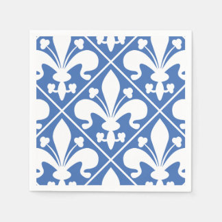Servilleta De Papel Bonito Azul y blanco Fleur de Lys