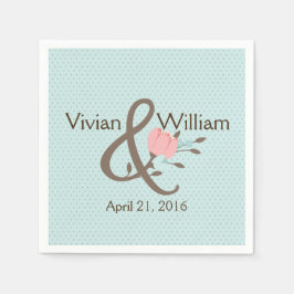 Servilleta De Papel Bonito Azul y Coral Boda Floral Napkin