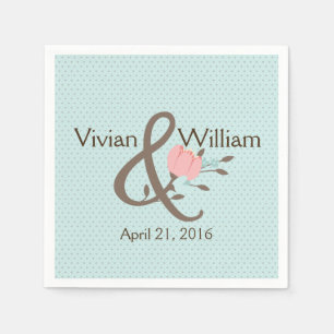 Servilleta De Papel Bonito Azul y Coral Boda Floral Napkin