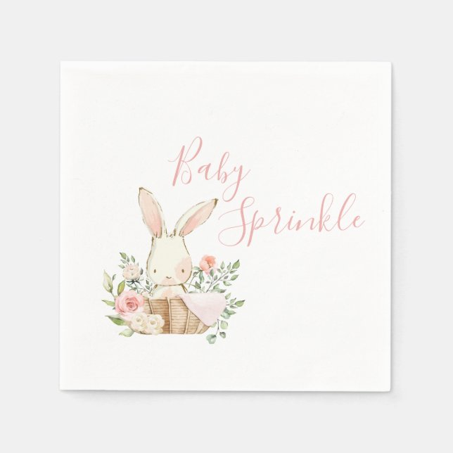 Servilleta De Papel Bonito Bebé Rosa Sprinkle Bunny Baby Shower (Anverso)