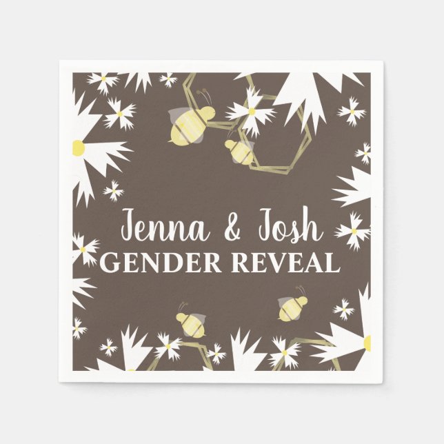 Servilleta De Papel Bonito Bee Floral Daisy Blanco Amarillo (Anverso)