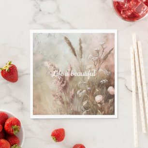 Servilleta De Papel Bonito beige rosa chic floral boho 