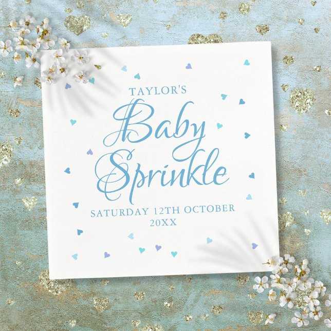 Servilleta De Papel Bonito Blue Love Hearts Baby Boy Sprinkle Shower (Pretty Blue Love Hearts Baby Boy Sprinkle Shower Napkins)