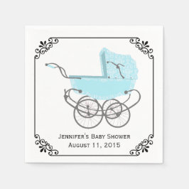 Servilleta De Papel Bonito Blue Pram Personalizado Baby Shower Paper N