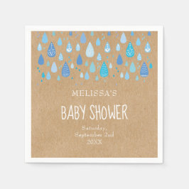 Servilleta De Papel Bonito Blue Raindrop Baby Shower / Sprinkle Boho