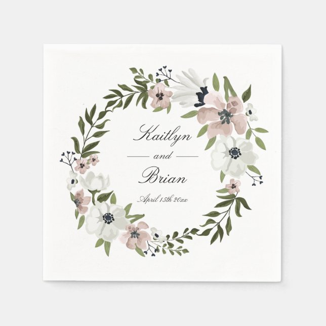 Servilleta De Papel Bonito Boda floral Napkin (Anverso)