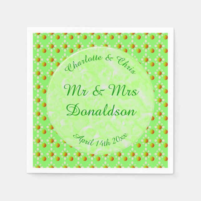 Servilleta De Papel Bonito Boda Primavera Flor de Apple y manzanas (Anverso)