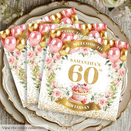 Servilleta De Papel Bonito Boho 60th Birthday Napkins Gold Purpurina P