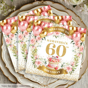 Servilleta De Papel Bonito Boho 60th Birthday Napkins Gold Purpurina P