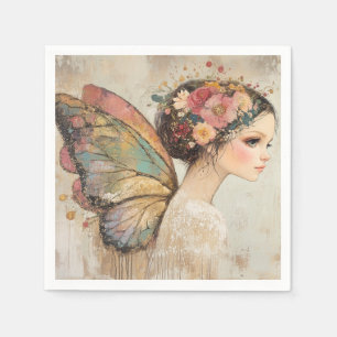 Servilleta De Papel Bonito Boho Mariposa y Pastel Floral