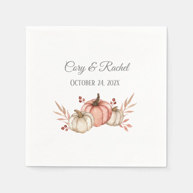 Servilleta De Papel Bonito Caída Calabaza Bouquet Boda (Anverso)