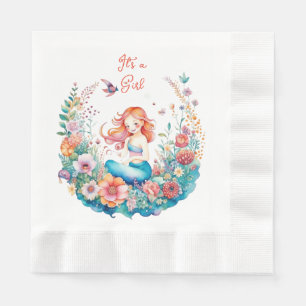 Servilleta De Papel Bonito Chica Sirena Baby Shower Es un Chica