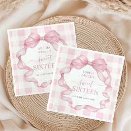 Servilleta De Papel Bonito Cinta Rosa Bows Dulce Dieciséis Cumpleaños