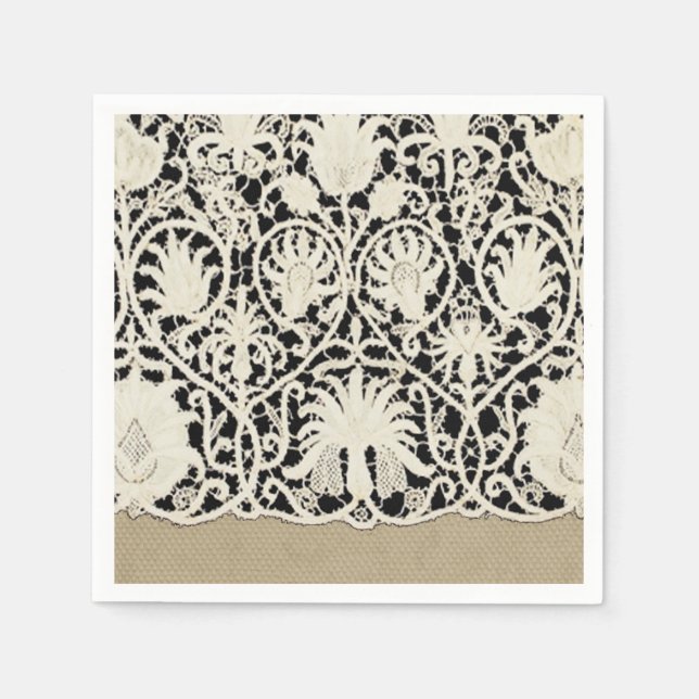 Servilleta De Papel Bonito clásico blanco de línea de encaje antiguo b (Anverso)