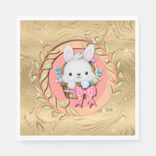 Servilleta De Papel Bonito conejo de Pascua sentado en la canasta