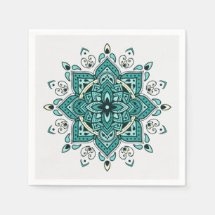 Servilleta De Papel Bonito diseño de Mandala turquesa