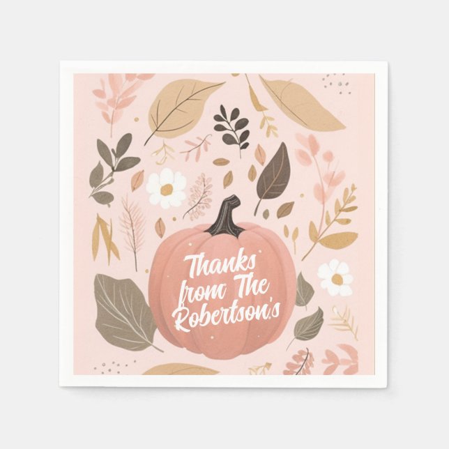 Servilleta De Papel Bonito Earthy Pumpkin Foliage Fiesta de Acción de  (Anverso)