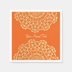 Servilleta De Papel Bonito elegante Naranja de oro Lacy Pattered