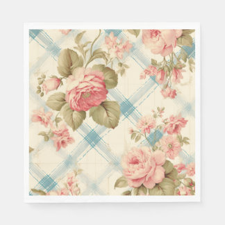 Servilleta De Papel Bonito Farmhouse Rústicos Rosas Rosa