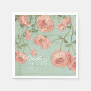Servilleta De Papel Bonito fiesta Rubor Rosas rosados Alambre de mader