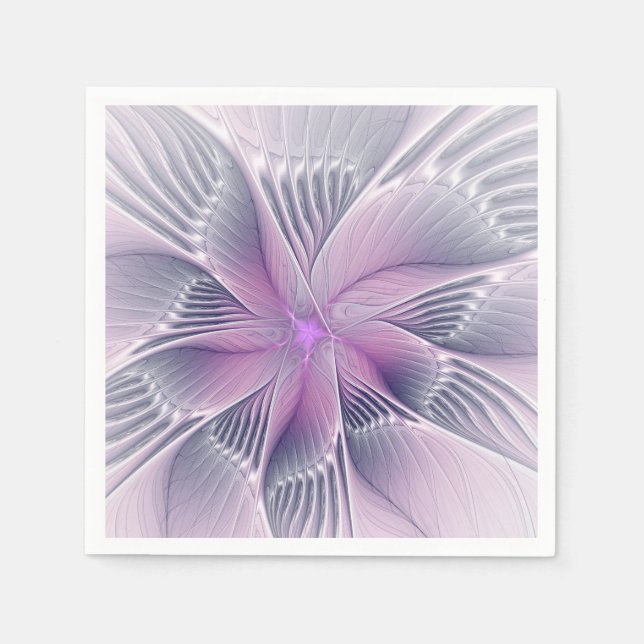 Servilleta De Papel Bonito Flor Rosa Moderna Resumen Arte Fractal (Anverso)