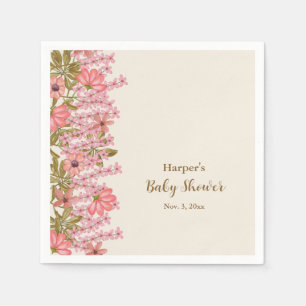 Servilleta De Papel Bonito Floral Floral de Baby Shower Boho Pink