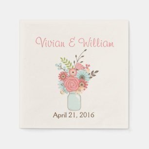 Servilleta De Papel Bonito Floral Mason Jar Custom Wedding Napkin