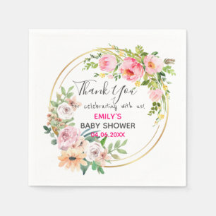 Servilleta De Papel Bonito Floral Rosa Wreath Gracias Baby Shower