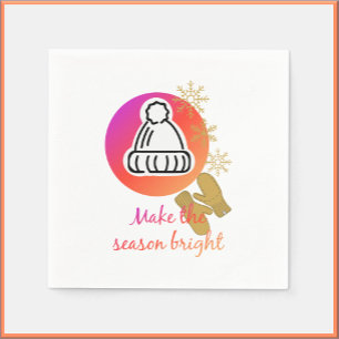Servilleta De Papel Bonito Gorra y Mittens Winst Season Bright