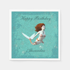 Servilleta De Papel Bonito Koi Sirena Nadando Subacuática