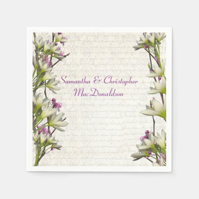 Servilleta De Papel Bonito mauve blanco lilac floral country (Anverso)