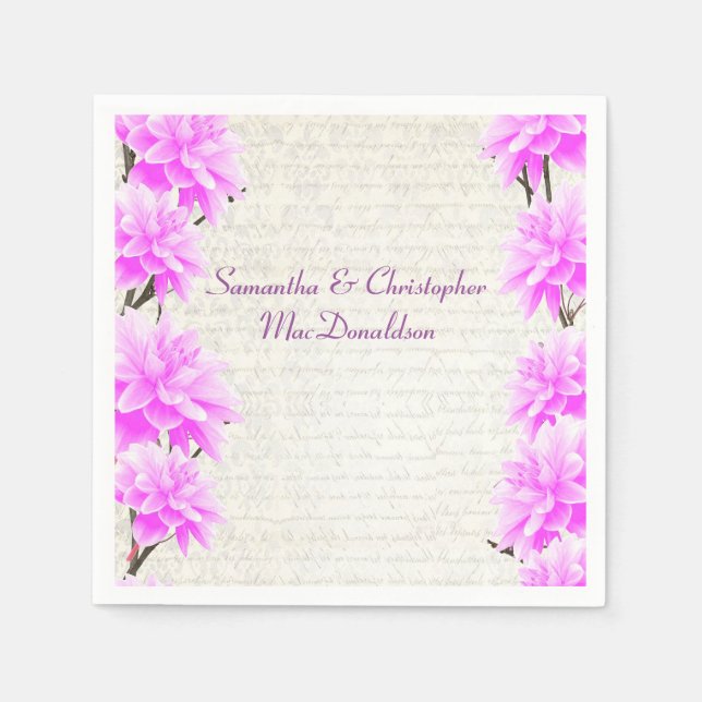Servilleta De Papel Bonito mauve lilac floral (Anverso)