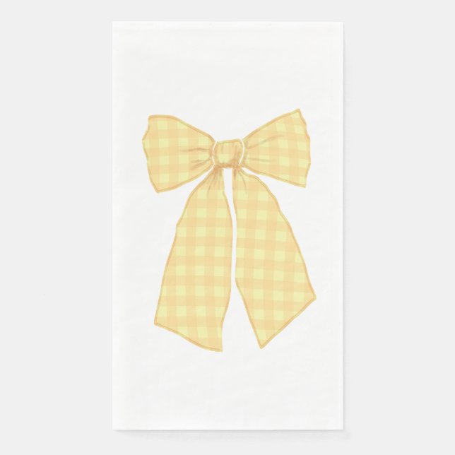 Servilleta De Papel Bonito moderna Peach Gingham Romantic Coquette Bow (Anverso)