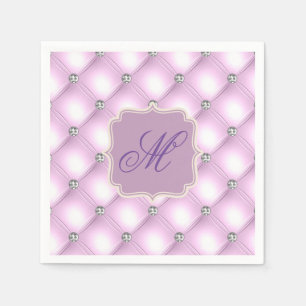 Servilleta De Papel Bonito Morado Bling Monograma Elegante Festividad