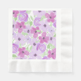 Servilleta De Papel Bonito Morado Watercolor Floral Baby Shower