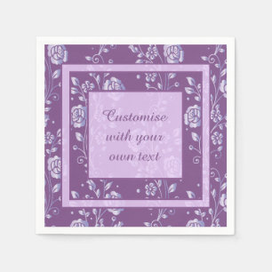 Servilleta De Papel Bonito Morado y Personalizado floral Lilac Textos