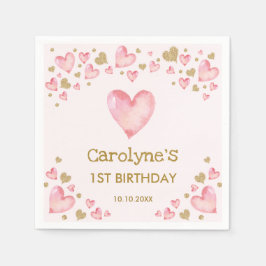 Servilleta De Papel Bonito Oro Rosado Valentines Prima cumpleaños
