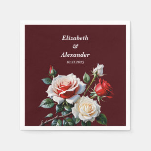 Servilleta De Papel Bonito oscuro rosa rosa rojo rosa rosas rojas boda