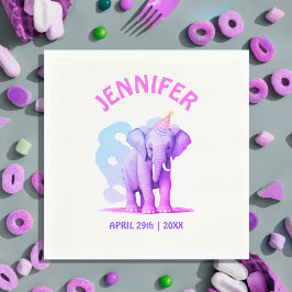 Servilleta De Papel Bonito Pastel Bebé Elefante Púrpura Rosa