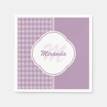 Bonito Pastel Morado Houndstoth Monograma y nombre